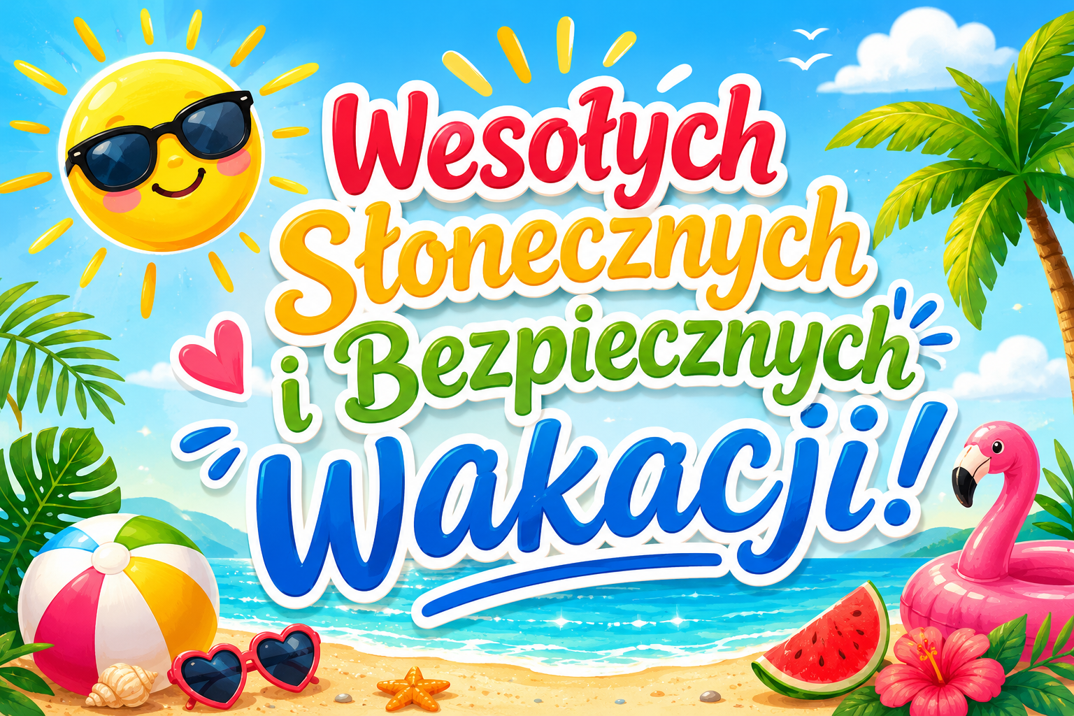 Kartka z wakacyjnymi życzeniami